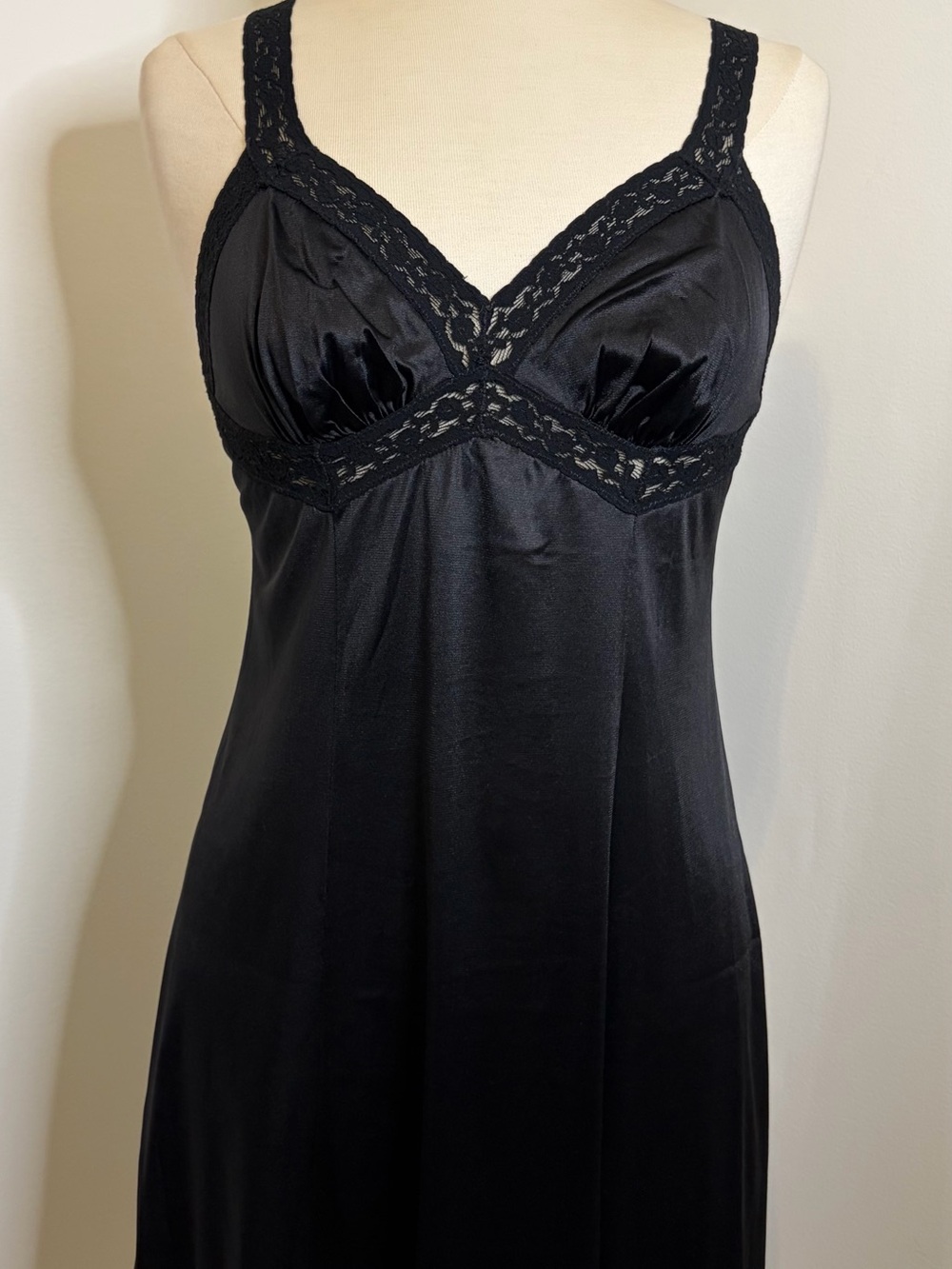 FRENCH MAID LINGERIE COMPANY Black Vintage Lace Slip Dress SIZE 36